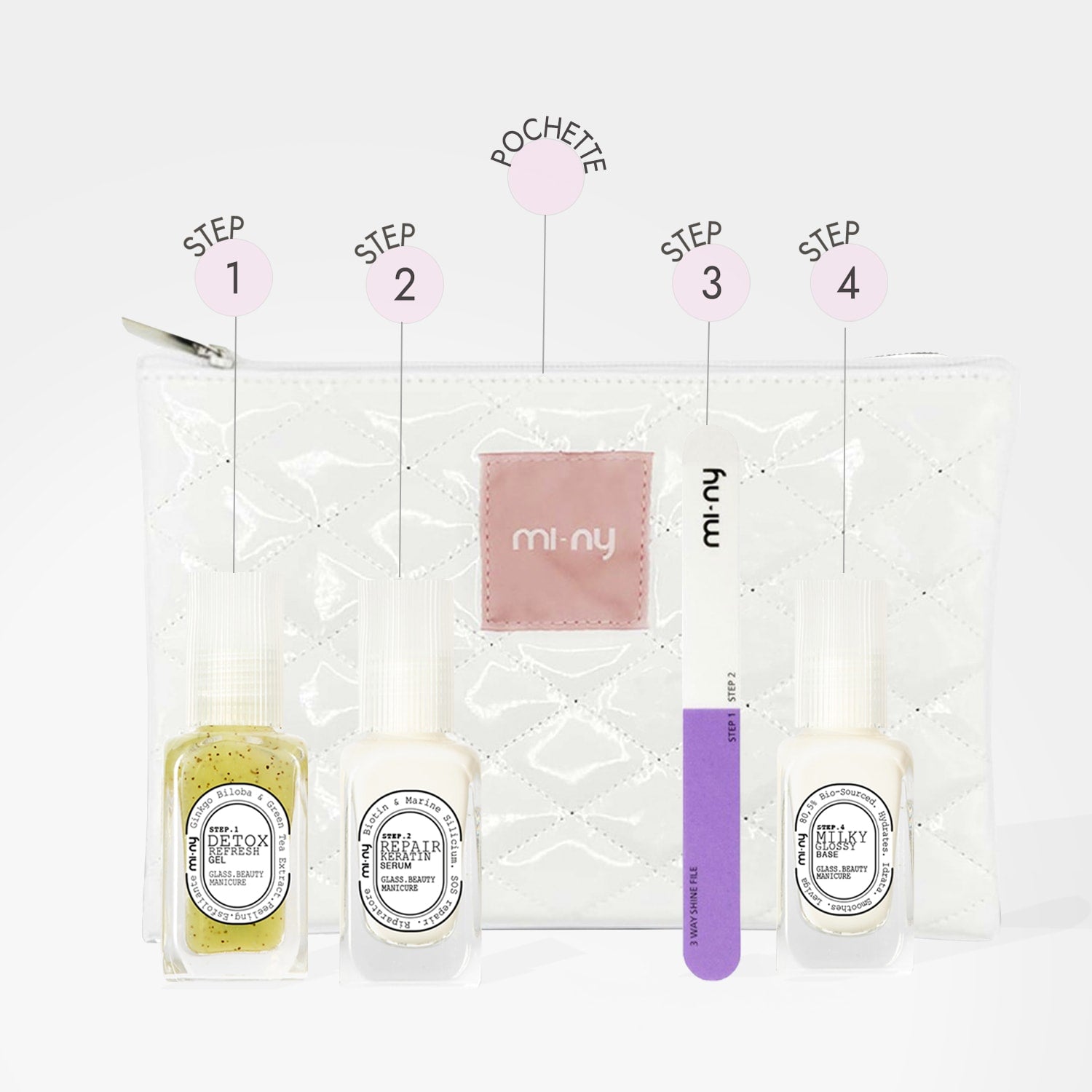 KIT GLASS MANICURE milky glossy + calcium